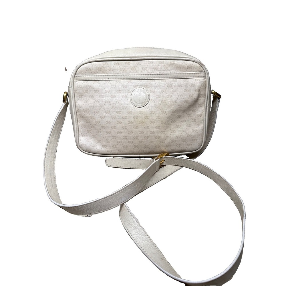 Vintage Gucci Ivory Micro GG Monogram Crossbody Bag Designer 1980s